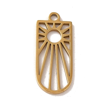 201 Stainless Steel Pendants, Laser Cut, Arch with Sun Charm, Golden, 21x9x1mm, Hole: 1.6mm