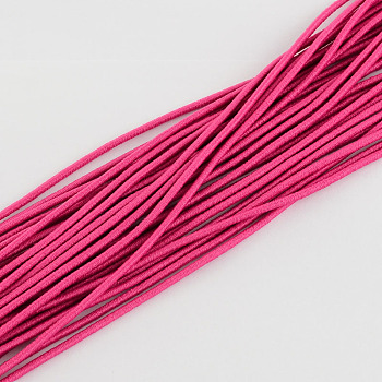 Elastic Cord, with Fibre Outside and Rubber Inside, Deep Pink, 2mm, about 109.36 yards(100m)/bundle