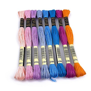 8 Skeins 8 Colors 6-Ply Crochet Threads, Embroidery Floss, Mercerized Cotton Yarn for Lace Hand Knitting, Mixed Color, 1mm, about 8.75 Yards(8m)/skein, 1 skein/color