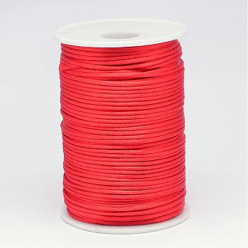 Polyester Cord, Satin Rattail Cord, for Beading Jewelry Making, Chinese Knotting, Red, 2mm, about 100yards/roll