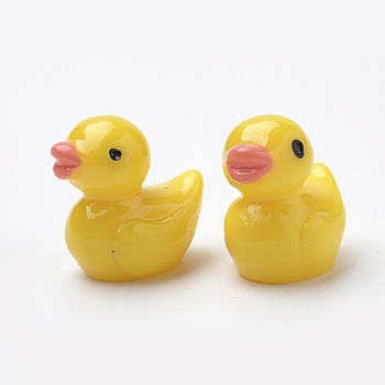 No Hole Resin Beads, Duck, Yellow, 14.5x14x10.5mm