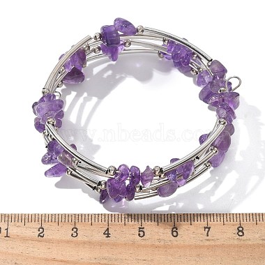 Natürliche Amethyst-Chip-Warp-Armbänder(BJEW-JB01517-02)-4