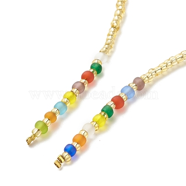 Glass Seed Beaded Rope Knot Multi Layered Necklace for Women(NJEW-JN03907)-4