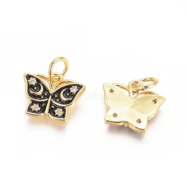 Brass Micro Pave Cubic Zirconia Charms(ZIRC-G161-05G-01)-2