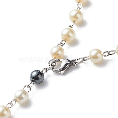 Synthetic Hematite & Glass Rosary Bead Necklaces for Women(NJEW-JN03992)-5