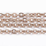Ion Plating(IP) 304 Stainless Steel Cable Chains, Soldered, with Spool, Flat Oval, Rose Gold, 2.5x2x0.5mm, about 32.8 Feet(10m)/roll(CHS-H009-26RG)