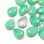 DIY Pointed Back K9 Glass Rhinestone Cabochons, Random Color Back Plated, Faceted, teardrop, Pacific Opal, 18x13x6.5mm(RGLA-T052-13x18-103)