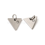 316 Surgical Stainless Steel Pendants, with Cubic Zirconia, Triangle, Clear, Stainless Steel Color, 9.5x10.5x2mm, Hole: 3mm(STAS-J038-07P)