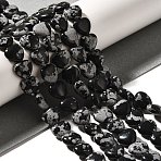 Natural Snowflake Obsidian Beads Strands, Heart, 10.5x10.5~11.5x4.5~5mm, Hole: 0.7~1mm, about 38~40pcs/strand, 36.8~42.6cm(X-G-R190-10mm-51)