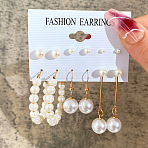 Alloy & Plastic Pearl Earring Sets, Golden, 7~35mm, 6pairs/set(WG17A46-24)