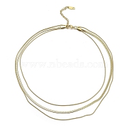 304 Stainless Steel Snake Chains 3 Layer Necklace for Women, Golden, 15.35 inch(39cm)(NJEW-C028-01G)