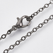 Brass Cable Chains Necklace Making, with Alloy Lobster Claw Clasps, Gunmetal, 23.6 inch~24.37 inch(60cm~61.9cm)(X-MAK-N029-01B)