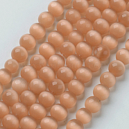 Cat Eye Beads, Round, Coral, 12mm, Hole: 1.5mm, about 32pcs/strand, 14.5 inch(CER12mm52)