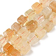 Natural Citrine Beads Beads Strands, Cube, with Seed Beads, 6~7x6~7x6~7mm, Hole: 1mm, about 41pcs/strand, 15.35''(39cm)(G-G053-B09-01B)