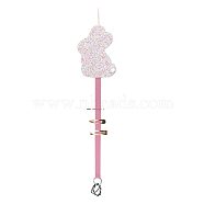 Rabbit Non-woven Fabrics Hairpin Hair Clip Hanging Holder Storage Organizer, with Polyester Belt and Alloy Key Rings, for Girl Room Hanging Ornament Hair Accessories Storage Belt Decoration, Hot Pink, 71.3cm(ODIS-WH0025-129A)