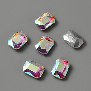 Glass Rhinestone Cabochons, Faceted, Flat Back & Back Plated, Rectangle, Crystal AB, 18x13x5.5mm(RGLA-WH0005-10A)