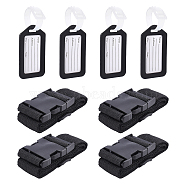 CHGCRAFT Polypropylene Fiber Luggage Straps & Plastic Card Holders, Luggage Tag with Plastic Clasps, Black, 900~1170x9x1mm(DIY-CA0003-50)