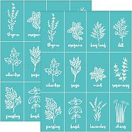 Self-Adhesive Silk Screen Printing Stencil, for Painting on Wood, DIY Decoration T-Shirt Fabric, Turquoise, Plants Pattern, 220x280mm(DIY-WH0338-061)
