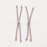 Nylon Twisted Cord Bracelet Making, Slider Bracelet Making, with Brass Findings, Long-Lasting Plated, Cadmium Free & Lead Free, Tree of Life, Linen, Real Rose Gold Plated, 210~220x2mm, Hole: 2mm(MAK-F018-06RG-RS)
