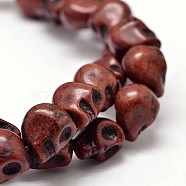 Dyed Synthetic Turquoise Bead Strands, Skull, Saddle Brown, 8x6x7mm, Hole: 1mm, about 48~49pcs/strand, 15.3~15.5 inch(X-G-M145-12-A)