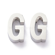304 Stainless Steel Charms, Alphabet, Stainless Steel Color, Letter.G, 8.5x5x3mm, Hole: 1.8mm(STAS-K216-41G-P)