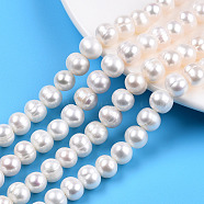 Natural Cultured Freshwater Pearl Beads Strands, Potato, White, 9~10mm, Hole: 0.5mm, about 38pcs/strand, 14.57 inch(37cm)(PEAR-S001-9-10mm-3)