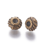 Tibetan Style Alloy Spacer Beads, Lead Free & Nickel Free, Rondelle, Antique Bronze, 6x4mm, Hole: 2mm(X-TIBEB-Q39-AB-FF)