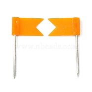 Plastic Map Pins, Drawing Push Pins, Flag Thumbtack, Office & School Supplies, with Steel Pins, Orange, Flag: 18x11mm, Pin: 23mm(AJEW-WH0013-02D)