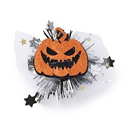 Halloween Theme Felt Alligator Hair Clips, with Iron Clips and Organza, for Child, Pumpkin, 77x90x16mm(PHAR-L008-01F)