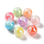 Plating Acrylic Bead, AB Color Plated, Round, 14mm, Hole: 3mm, 316pcs/500g(OACR-H112-01A)