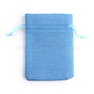 Polyester Imitation Burlap Packing Pouches Drawstring Bags, for Christmas, Wedding Party and DIY Craft Packing, Dodger Blue, 9x7cm(ABAG-R005-9x7-20)