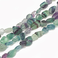 Natural Fluorite Beads Strands, Tumbled Stone, Nuggets, 9~20x8~13x4~13mm, Hole: 1mm, about 30~55pcs/strand, 15.7 inch(G-S302-26)