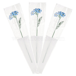 Crochet Wool Yarn Artificial Flower, Forget-me-not Flower Ornaments, for Graduation Season Gift, with Plastic Bag, Light Sky Blue, 35x7.8x3.7cm(AJEW-WH0314-83)