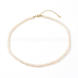 Natural Pearl Beaded Necklaces, Round, Antique White, 17.13 inch(43.5cm)(NJEW-JN03639)