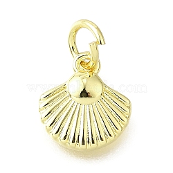 Brass Pendants, Shell Shape Charms, Long-Lasting Plated, with Jump Ring, Lead Free & Cadmium Free, Rack Plating, Real 18K Gold Plated, 10x9x2.5mm(KK-V007-29G)