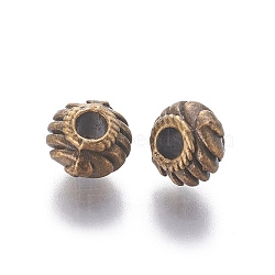 Tibetan Style Alloy Spacer Beads, Lead Free & Nickel Free, Rondelle, Antique Bronze, 6x4mm, Hole: 2mm(X-TIBEB-Q39-AB-FF)