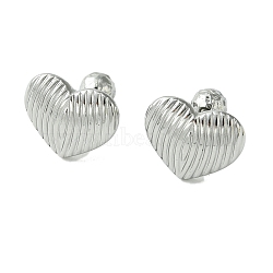 Non-Tarnish 304 Stainless Steel Ear Studs, Heart, Stainless Steel Color, 11.5x14mm(EJEW-Q801-03P)