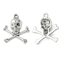 Tibetan Style Alloy Pendants, Cadmium Free & Lead Free, Pirate Style Skull, Antique Silver, 24x21x4mm, Hole: 2mm(LF10441Y)