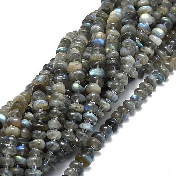 Natural Labradorite Beads Strands, Irregular Rondelle, 7~12x7~9x2~6mm, Hole: 0.8mm, about 68pcs/strand, 15.35''(39cm)