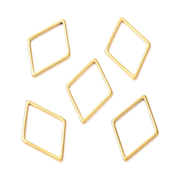 201 Stainless Steel Linking Rings, Rhombus, Golden, 20x12.5x1mm