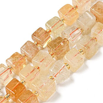 Natural Citrine Beads Beads Strands, Cube, with Seed Beads, 6~7x6~7x6~7mm, Hole: 1mm, about 41pcs/strand, 15.35''(39cm)