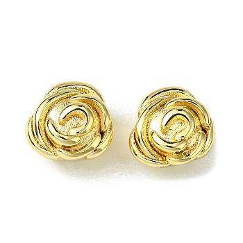 Brass Beads, Rose, Real 18K Gold Plated, 9x10x7mm, Hole: 1.5mm