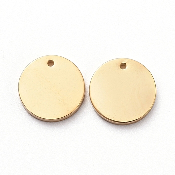 Vacuum Plating 304 Stainless Steel Stamping Blank Tag Charms, Manual Polishing, Flat Round, Golden, 8x1mm, Hole: 0.7mm