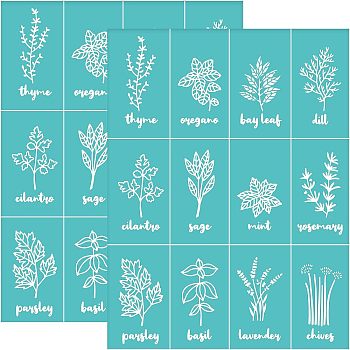 Self-Adhesive Silk Screen Printing Stencil, for Painting on Wood, DIY Decoration T-Shirt Fabric, Turquoise, Plants Pattern, 220x280mm