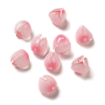 Flower Opaque Acrylic Beads, for DIY Jewelry Making, Pearl Pink, 10~11x11~12mm, Hole: 1~1.4mm