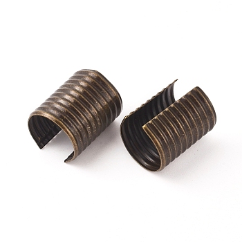 Iron Fold Over Crimp Head Clips without Loop, for Tassel Accessories, Antique Bronze, 15x11.5x0.3mm, Inner Diameter: 11mm