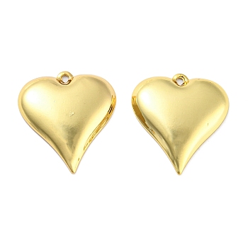Rack Plating Eco-Friendly Brass Pendants, Cadmium Free & Lead Free, Heart Charm, Real 18K Gold Plated, 20.5x18.5x3mm, Hole: 1.2mm