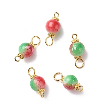 Two Tone Resin Connector Charms, with 304 Stainless Steel Findings, Round Link, Golden, 19.5x8.5mm, Hole: 2~3mm