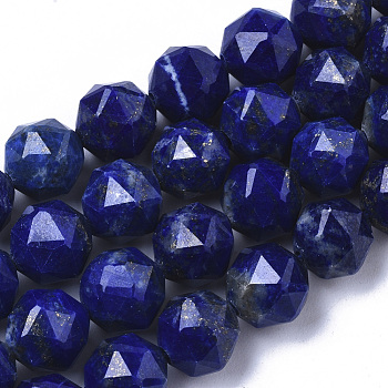 Natural Lapis Lazuli Beads Strands, Faceted, Star Cut Round Beads, 6~7mm, Hole: 0.8~0.9mm, about 31~33pcs/Strand, 7.40 inch7.72 inch(18.8~19.6cm)