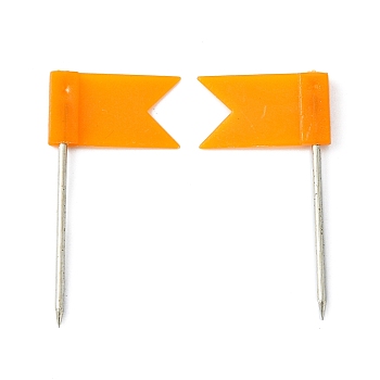 Plastic Map Pins, Drawing Push Pins, Flag Thumbtack, Office & School Supplies, with Steel Pins, Orange, Flag: 18x11mm, Pin: 23mm